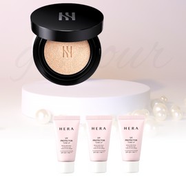 Hera Black Cushion Original 15g 21N1 Vanilla + Hera Tone-up Sun Cream 45ml (3 pieces of 15ml) Set / 헤라 블랙 쿠션 본품 15g 21N1 바닐라+헤라 톤업 선크림 45ml (15ml 3개) 구성 세트