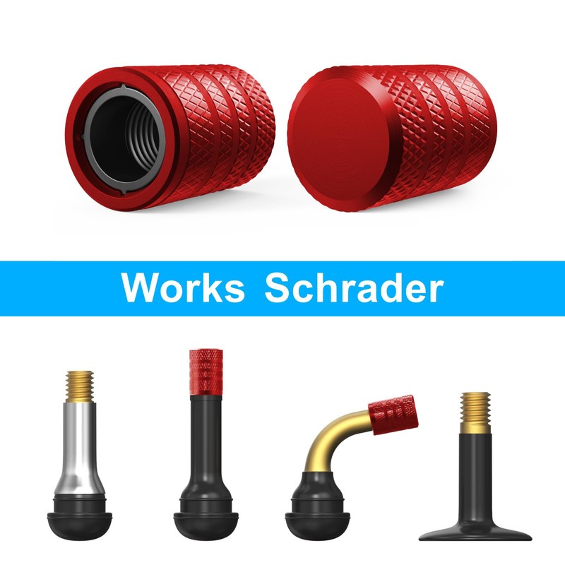 HZJD Tire Valve Stem Caps, Red(4 Pack)