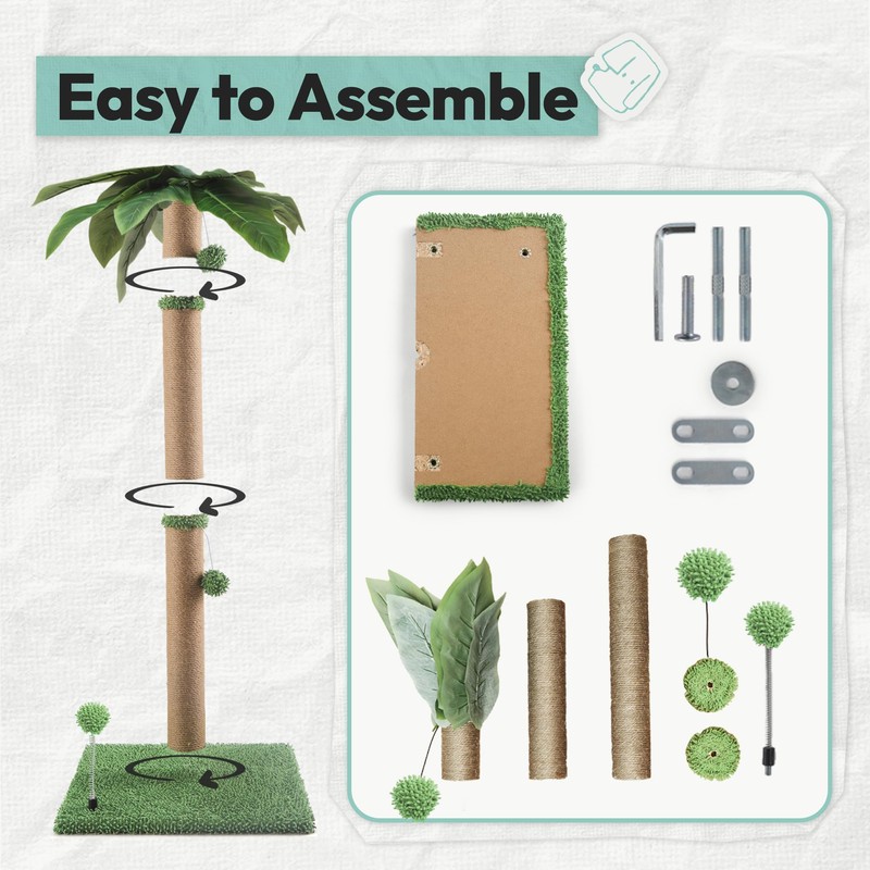 Pomesea Cat Scratching Post, 34'' Tall Cat Scratchers for Indoor