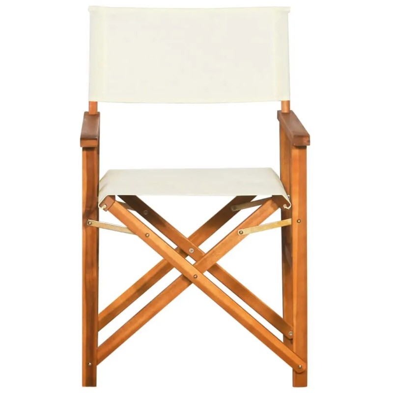Solid Acacia Wood Director Chair in Brown and Cream 100%
