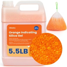 5.5LBS Silica Gel Desiccant Beads, Premium Color Indicating Reusable Desiccant Bulk, Industry Standard 3-5 mm Silica Beads for 3D Filament, Electronic Devices, Camera, Jewelry, Safe (10PC Organza Bag)