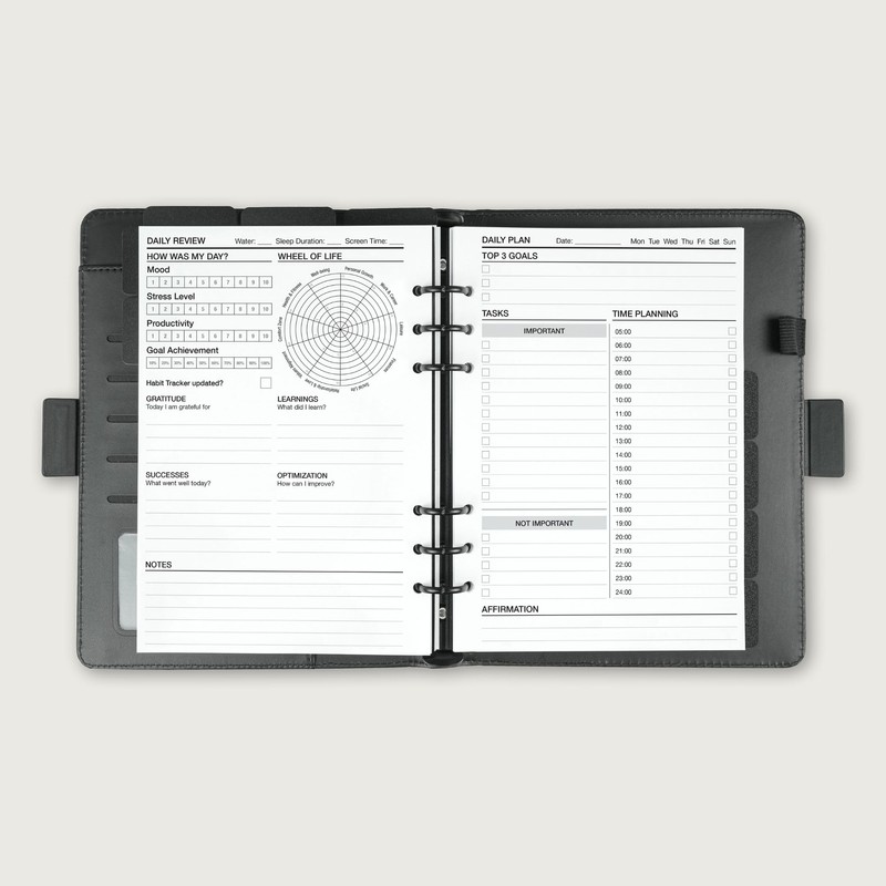 KOMPASS® Notebook Inserts for Ring Binder Planner | A5 (14.5