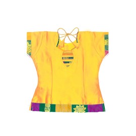 Chandrakala Lehanga Pattu Pavadai For Girls Kids South Indian Dress Mustard Purple, 8-9 Years (KL113MUS9)