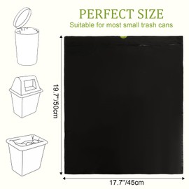 5 Rolls 100 Counts 4 Gallon Handle-Tie Small Trash Bag, Little garbage bags for Bathroom, Kitchen,Picnic,Office,Bedroom,Car (Black-1 Roll)