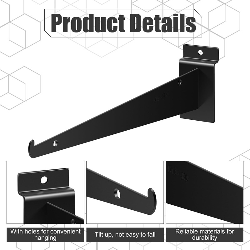 Oudain 12" Slatwall Shelf Bracket with Lip Heavy Duty Slat