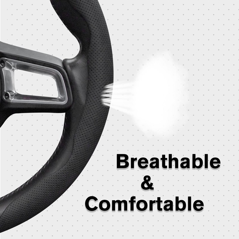 Amiss Car Nappa Leather Steering Wheel Cover, Car Interior Accessories,