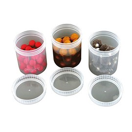 Fox Bait Tubs Full Size Clear - 6 Bait Boxes for Carp Bait, Boilies, Pop Ups, Corn