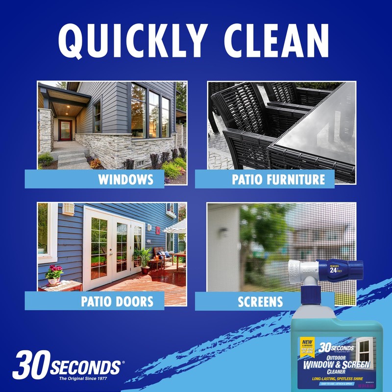 30 SECONDS Outdoor Window & Screen Concentrated Cleaner for Glass,