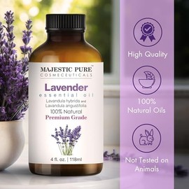 Majestic Pure - Aceite esencial de lavanda de grado terapéutico; aceite puro y natural de calidad prémium, 4 onzas líquidas