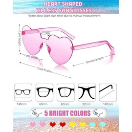 HPTKSI Anteojos de Bloqueo de Luz, Gafas de sol en Forma de Corazón de moda para Hombres y Mujeres - Paquete 5
