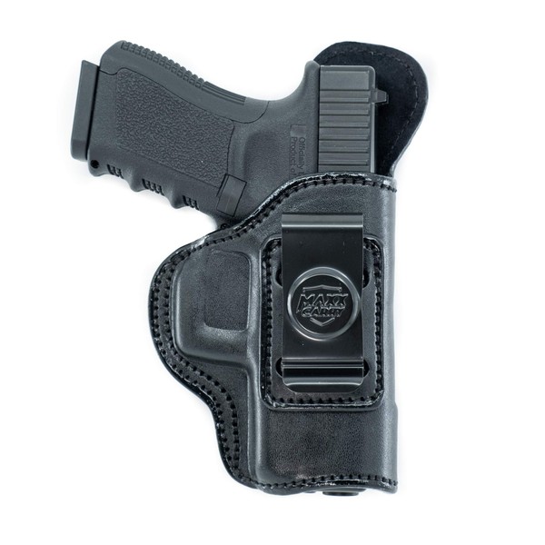 Maxx Carry IWB Leather Holster for Glock 19 Gen 5, 20, 21, 30/S, 45 | S&W SD9VE | CZ P01, P07, P09, P10C, 75 | Sig Sauer P226, P229, P320 | Springfield XD 4 Service, XDM, Black, Right Hand Draw