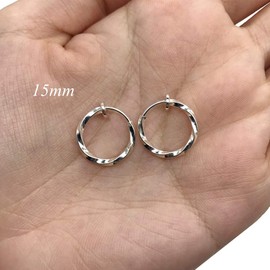 Elicola 3 Pairs Clip On Twisted Hoop Earrings Non Piercing Earrings Set for Women Girls, Silver 15-30MM