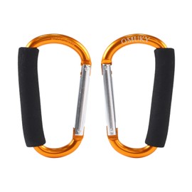 OMUKY Large Carabiner Shopping Bag Holder Handle Multipurpose Snap Hook Stroller Buckle Oversized Sponge Clip 2-Pack (12 * 140mm-Golden-2pcs)