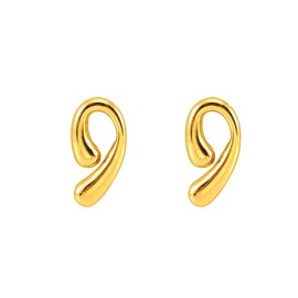 DIAMANTIO 18K Gold Plated, Gold Abstract Stud Earrings for Women – Modern Minimalist Twist Design – Chunky Lightweight Metal Earrings for Daily Wear, Parties & Chic Outfits