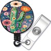 Painted Cactus Retractable ID Card Badge Holder with Alligator Clip,