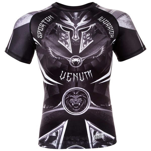 Venum mens Full Coverage Venum Gladiator 3 0 Short Sleeve Rashguard Black White L, Black/White, Large US