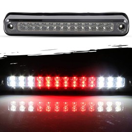 AQEEI High Mount Stop Light Led 3rd Brake Light Center Stop Cargo Tail Light Fit For Chevrolet 1988-2000 Third Rear Cab Roof Center Tail Cargo Lamp Chrome+Smoke Lens