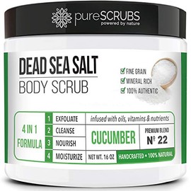 PureSCRUBS - Juego de exfoliante corporal orgánico de primera calidad  16 onzas de pepino corporal  aceites esenciales orgánicos infundidos de sal... 