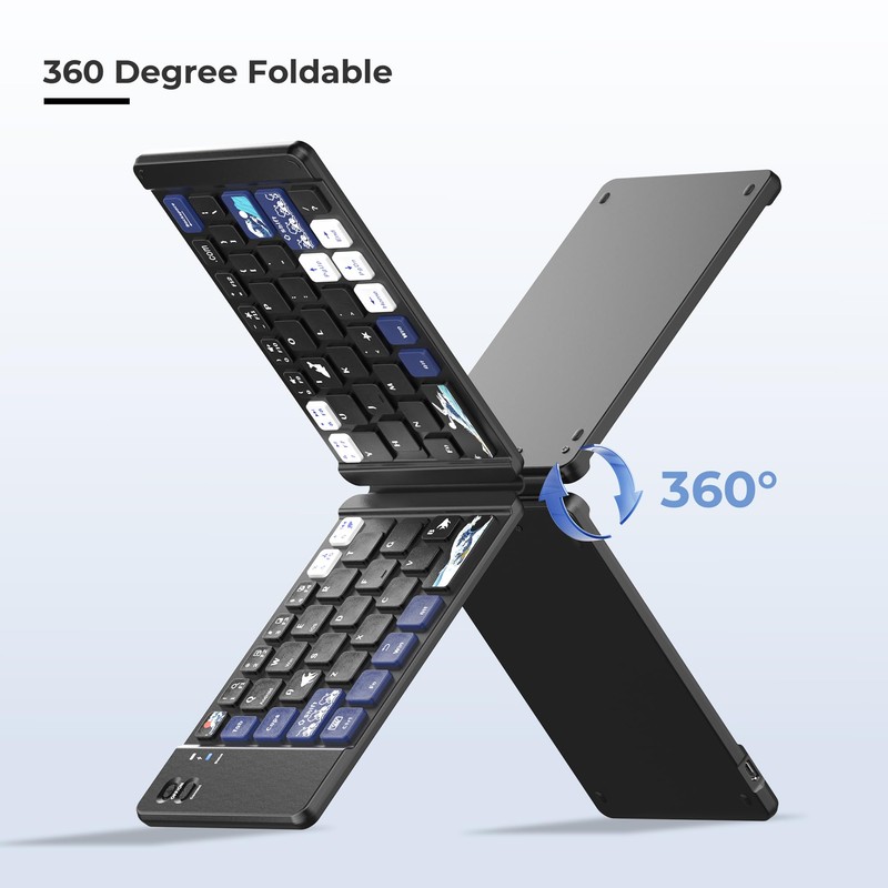 OHY Mini teclado Bluetooth inalámbrico plegable, teclado Bluetooth recargable, teclado