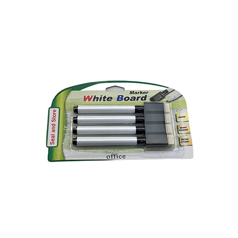 4 Black Magnet White board whiteboard marker pens dry erase