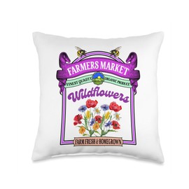 Farmers Market Fresh Gardening Farmers Market Wildflowers Throw Pillow
