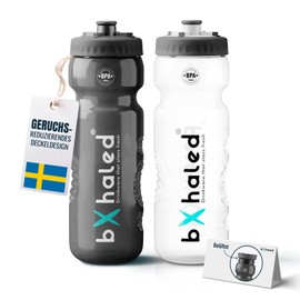 bXhaled - BPA Free Sports Water Bottle [Pack of 2] - Germ and Odour-Free Sports Water Bottle 750 ml Leak-Proof Fitness Gym Bottle - Sports Bottle, Sports Water Bottle, Black & White