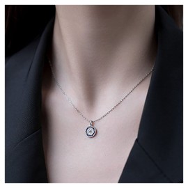 Inilbran Boho Crystal Evil Eye Choker Necklace Silver Greek Eye Necklace Choker Vintage CZ Demon Eye Pendant Necklace Minimalist Protection Necklace Chain Jewelry for Women and Girls