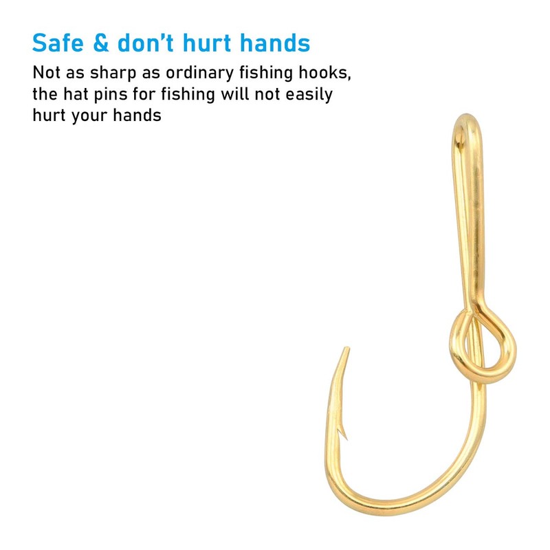 Fish Hook Hat Pins WHYHKJ 4pcs Gold Fish Hook Hat