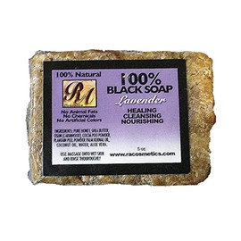 RA Cosmetics 100% Natural Black Soap with Lavender 5oz