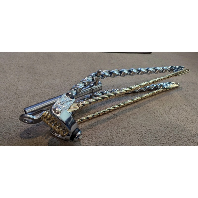 Unbranded CHROME TWISTED SPRINGER FORK, GOLD TWISTED BARS &SPRG,26" BEACH