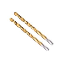CoCud Rotary Drill Bit 5.1 mm Drilling Diameter Titanium Coated High Performance Steel 6542 Straight Round Shank - (Use: for Stainless Steel Alloy Metal) Pack of 2
