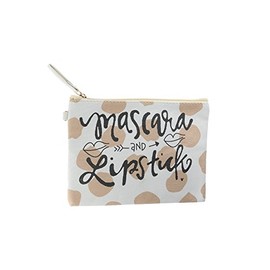 Large Canvas Cotton Clutch With Removable Wrist Strap (Mascara and Lipstick)