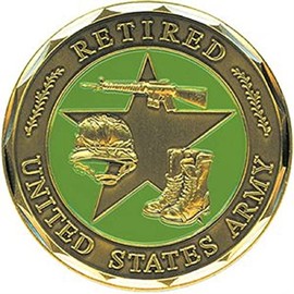 United States Military US Army Retired USA Flag & Army Flag Green Star Logo"Duty, Honor, Country" - Good Luck Double Sided Collectible Challenge Coin
