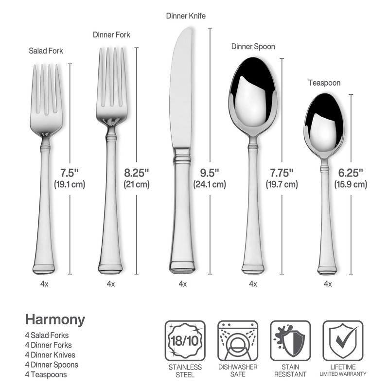 Mikasa, Harmony Flatware Service for 4, 20 Piece Set, 18/10
