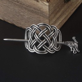 Viking Celtic Hair Clips Hairpins- Viking Hair Accessories Celtic Knot Hair Pins Antique Silver Hair Sticks Irish Hair Decor Accessories for Long Hair Jewelry Braids Hair Slide Clip