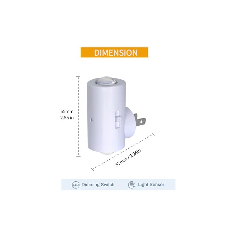 Dimmable Night Lights Plug into Wall, Rotatable Plug-in LED Night
