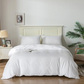 Good Nite Duvet Cover Set with Pillowcases, Soft Microfiber Duvet Cover Set (White, Single 135x200cm)