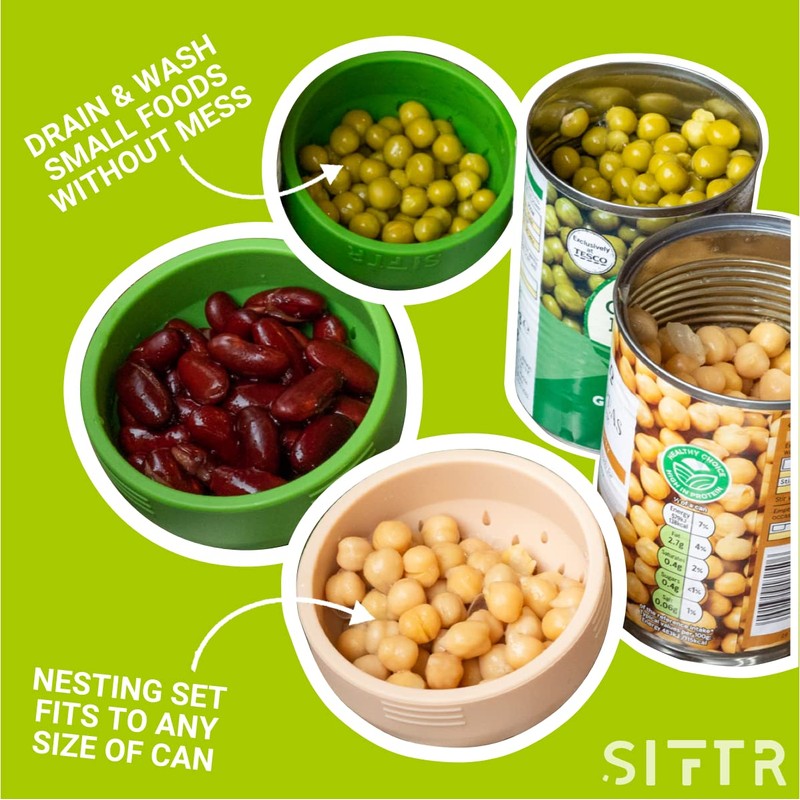 SIFTR (GREEN) Nesting Can Strainer Mini Colander Set - Space