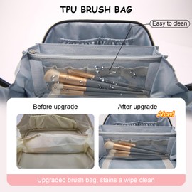 BOYATU Travel Makeup Bag Cosmetic Bags for Women: 3 Sets Large Capacity Make up Bag - Portable Toiletry Bags with Handle for Women(F-5-Rosy Red)