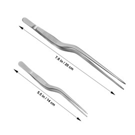 GLEAVI 2pcs Stainless Steel Food Tweezers Long Steak Clip Fish Bone Tweezers for Kitchen Cooking and Plating Professional Chef Tool