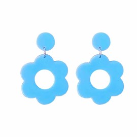 Horseshoe Acrylic Dangle Earrings Statement Acetic Acid Beach Earrings for Women (F:Blue)