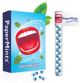 PaperMints CoolCaps - 6 Tubes of 18 Sugar Free Mint Beads - For Fresh Breath & Against Bad Breath - Quick Help with Dry Mouth - Double Action - 108 Capsules Total