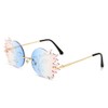 ENTHYI Rimless Round Sunglasses Women Fashion Personality Frameless Sunglasses Trendy