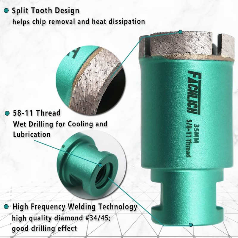 FACHLICH Diamond Core Drill Bit - 1-3/5" 40mm Granite Hole