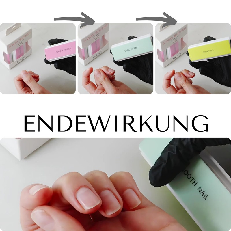 INLAQ 3-Way Buffer Nail File - Professional Polishing Block for