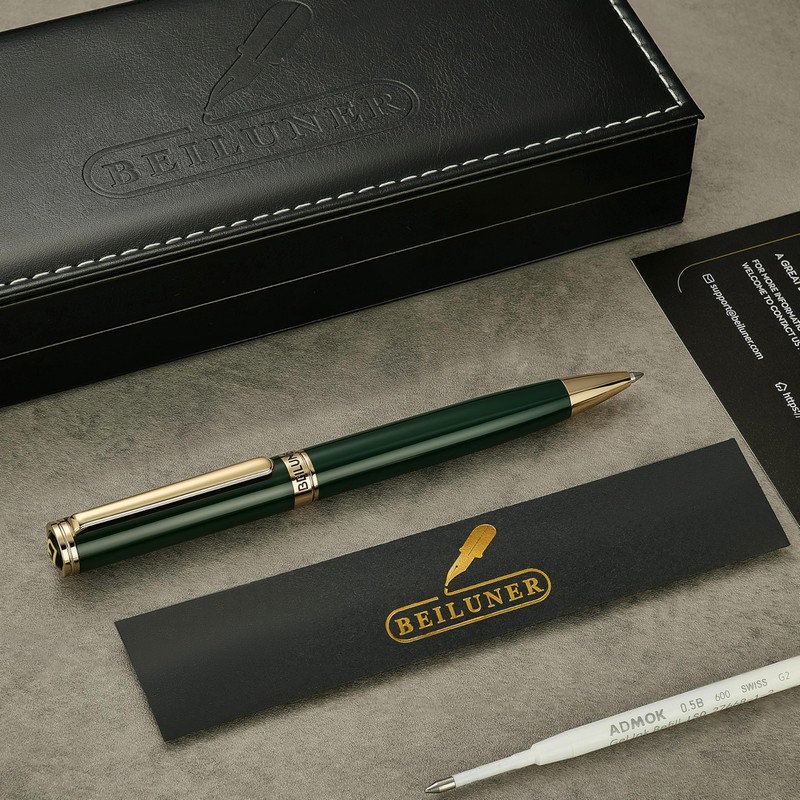 BEILUNER Luxury Gel Pen with 24K Gold Finish, Green Piano