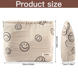 OFKP Makeup Bag, Smiley Cosmetic Bag with Zipper, Cosmetic Organizer, for Women Travel Make Up Bag(Beige)