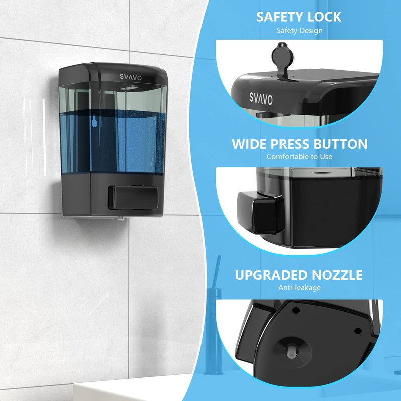 SVAVO Wall Mounted Soap Dispenser Kitchen Bathroom Manual Soap Dispenser