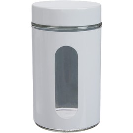 ZELLER PRESENT - zeller boite de cuisine design metal blanc et verre 900 ml 19791