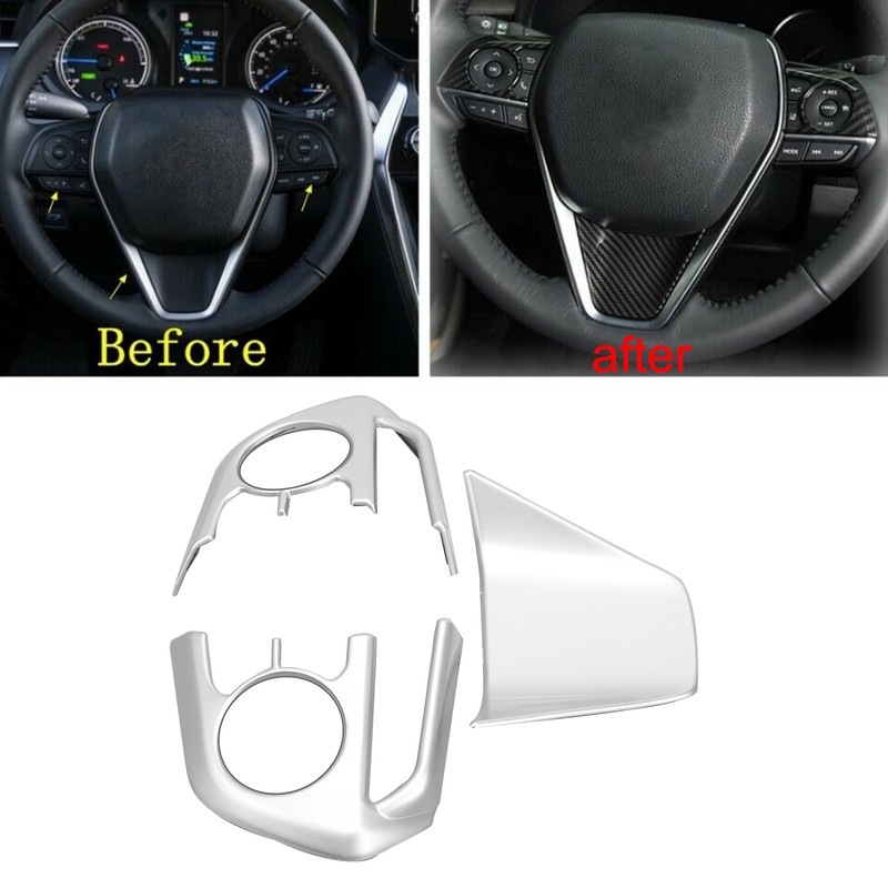 3pcs Steering Wheel Frame Cover Control Button Trim Set Fit